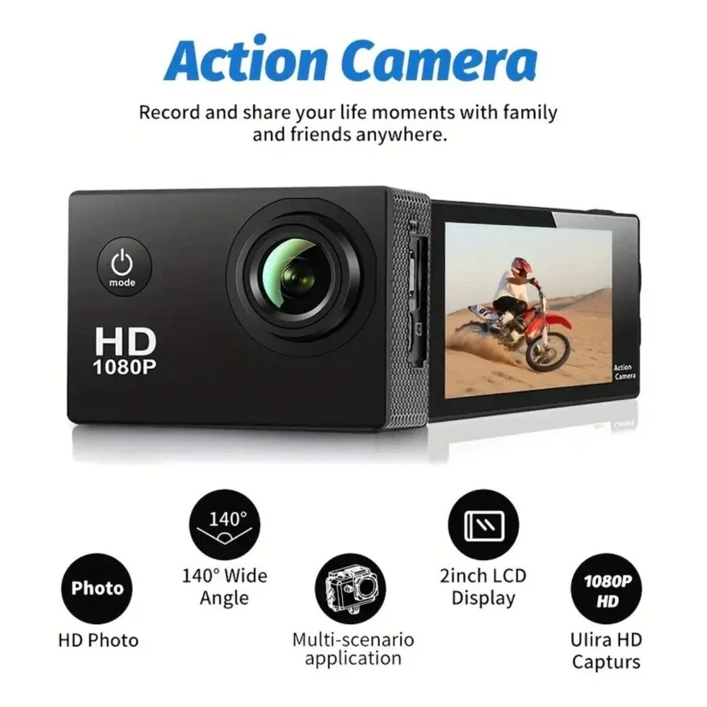 HD 1080P MJPEG 2 inch LCD IP68 30m Waterproof Sports Action Camera DVR New 2025